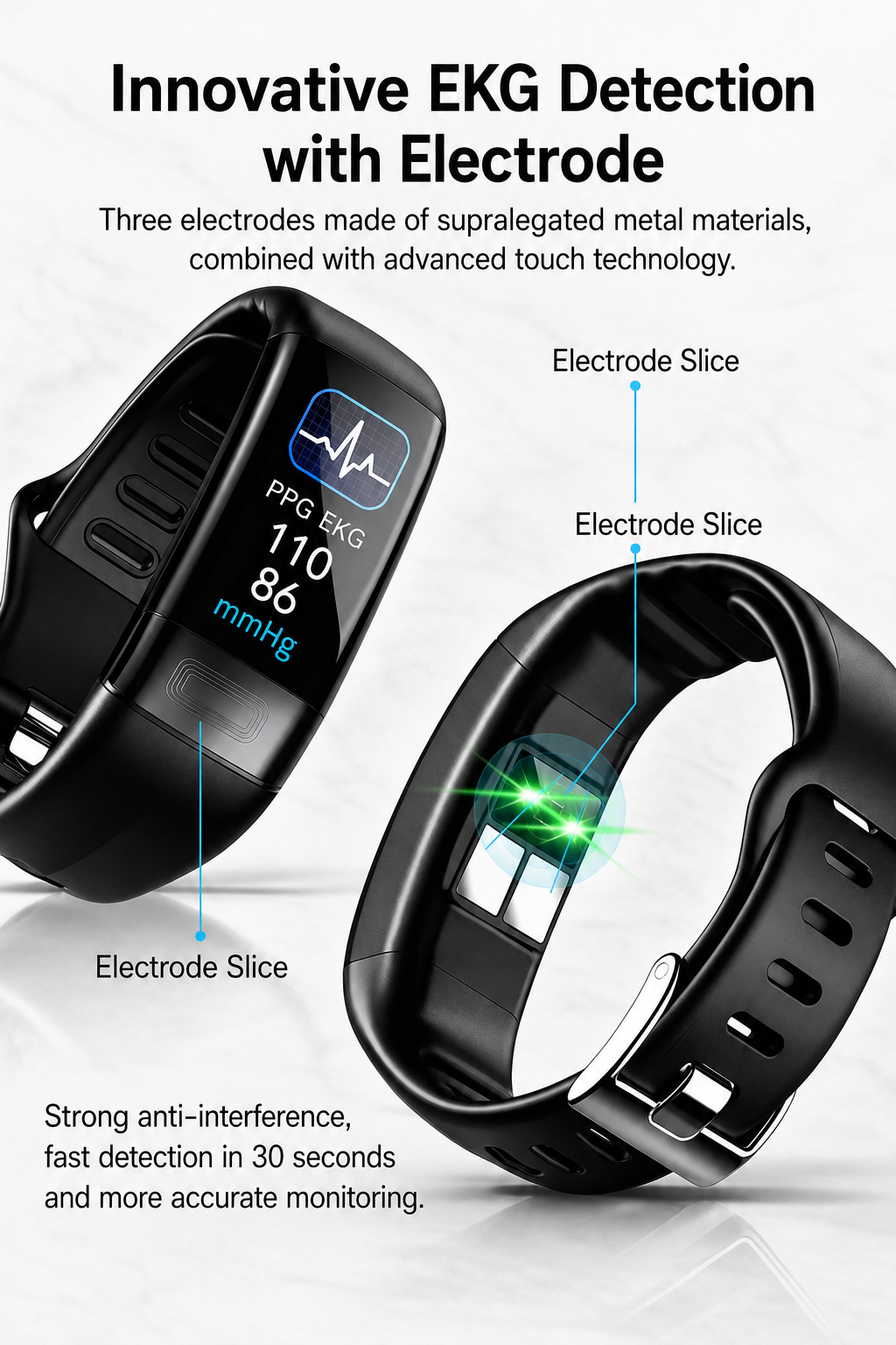 Smartwatch met EKG Hartslag Bloeddruk Slaaptracking Zwart Blauw Rood Gezondheidsmonitor Fitness Tracker Vitaro