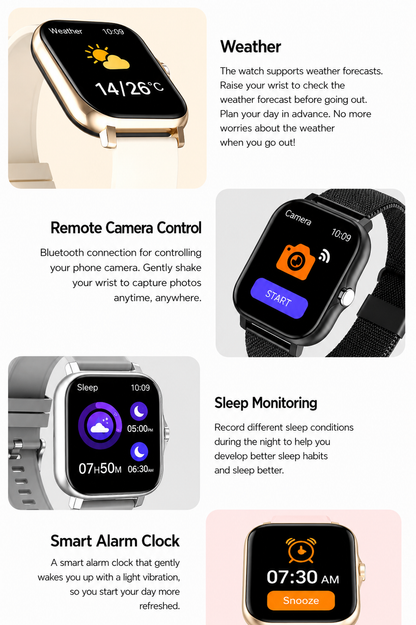 Smartwatch met Gezondheidsmeting en 10 Dagen Accuduur