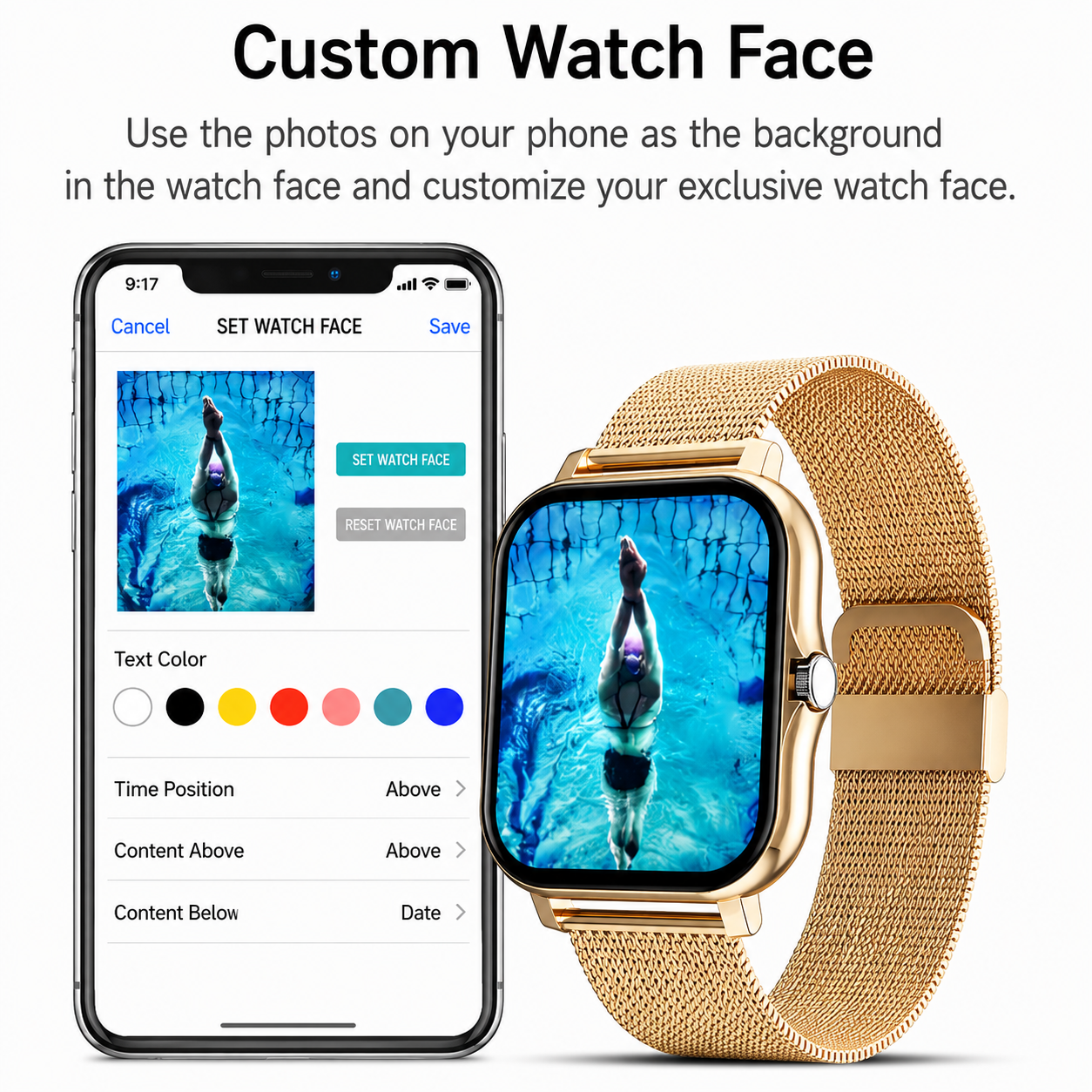 Smartwatch met Gezondheidsmeting en 10 Dagen Accuduur