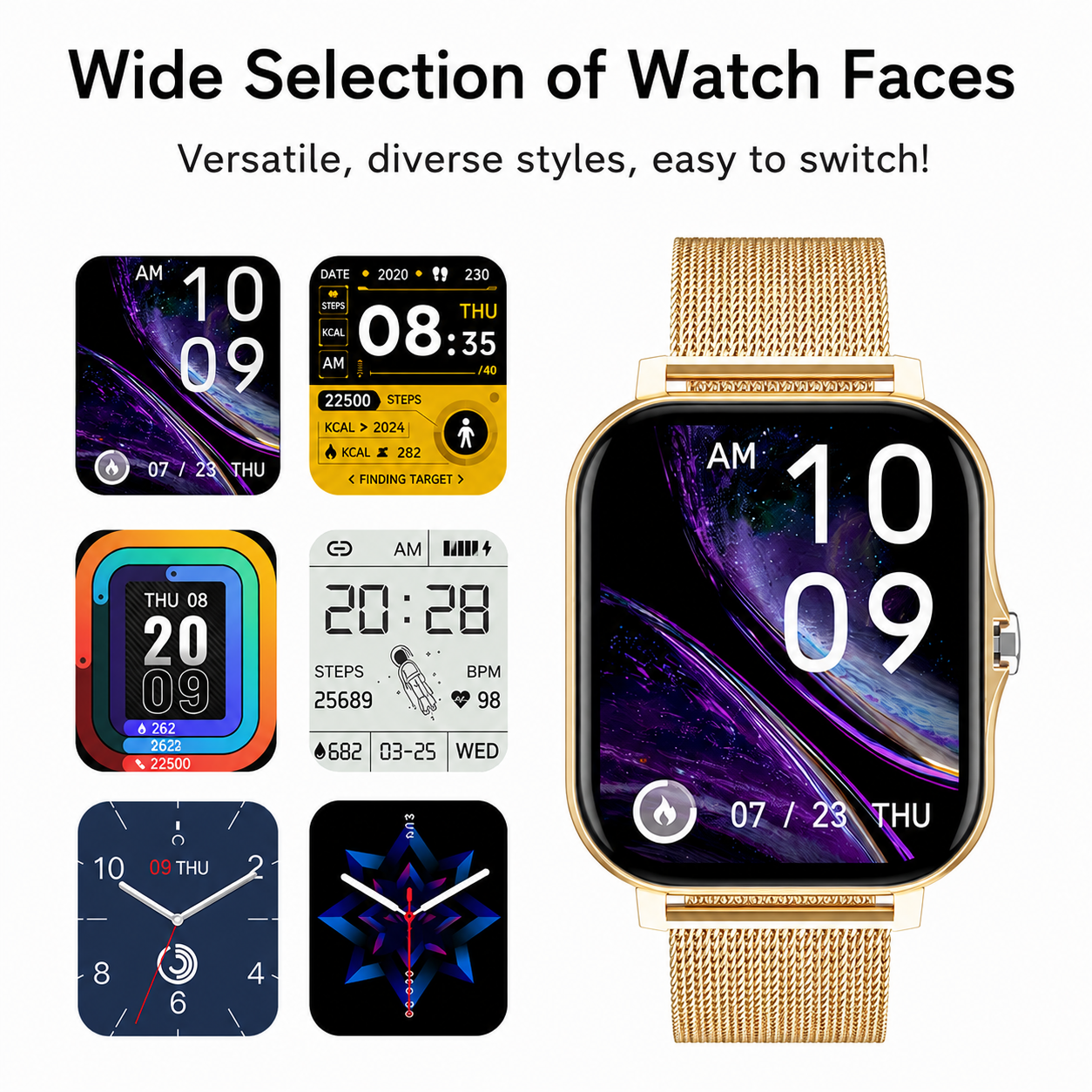 Smartwatch met Gezondheidsmeting en 10 Dagen Accuduur