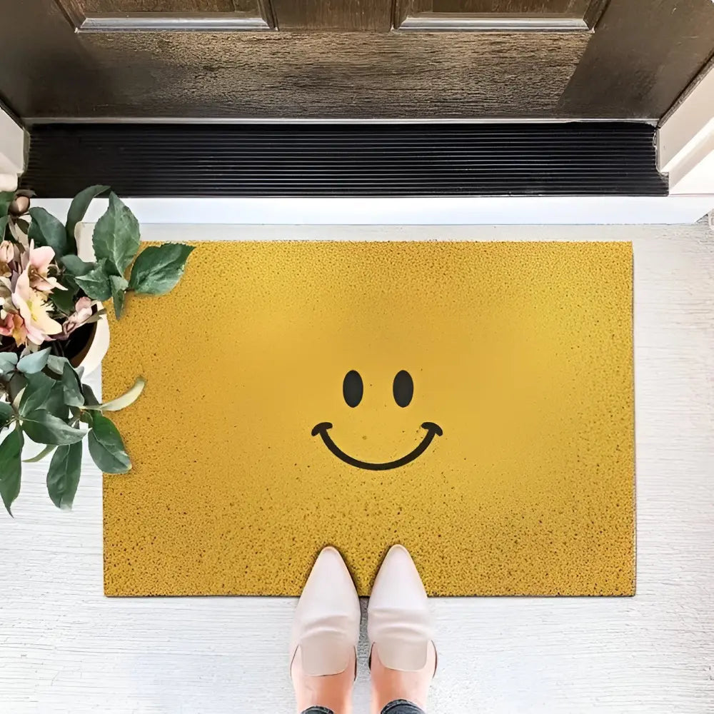Deurmat met Smiley Opdruk 40×60 cm Antislip PVC Vloermat voor Entree Hal Voorportaal