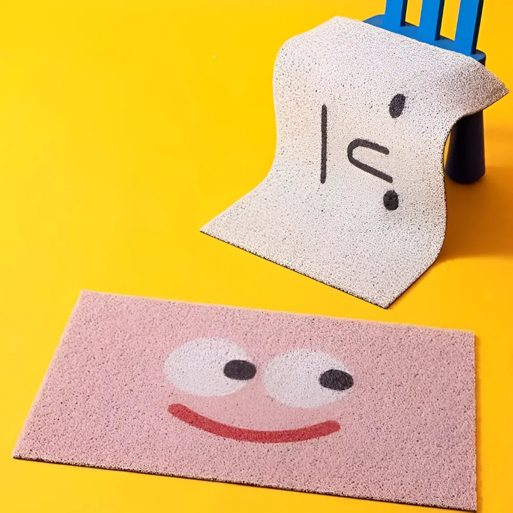 Deurmat met Smiley Opdruk 40×60 cm Antislip PVC Vloermat voor Entree Hal Voorportaal