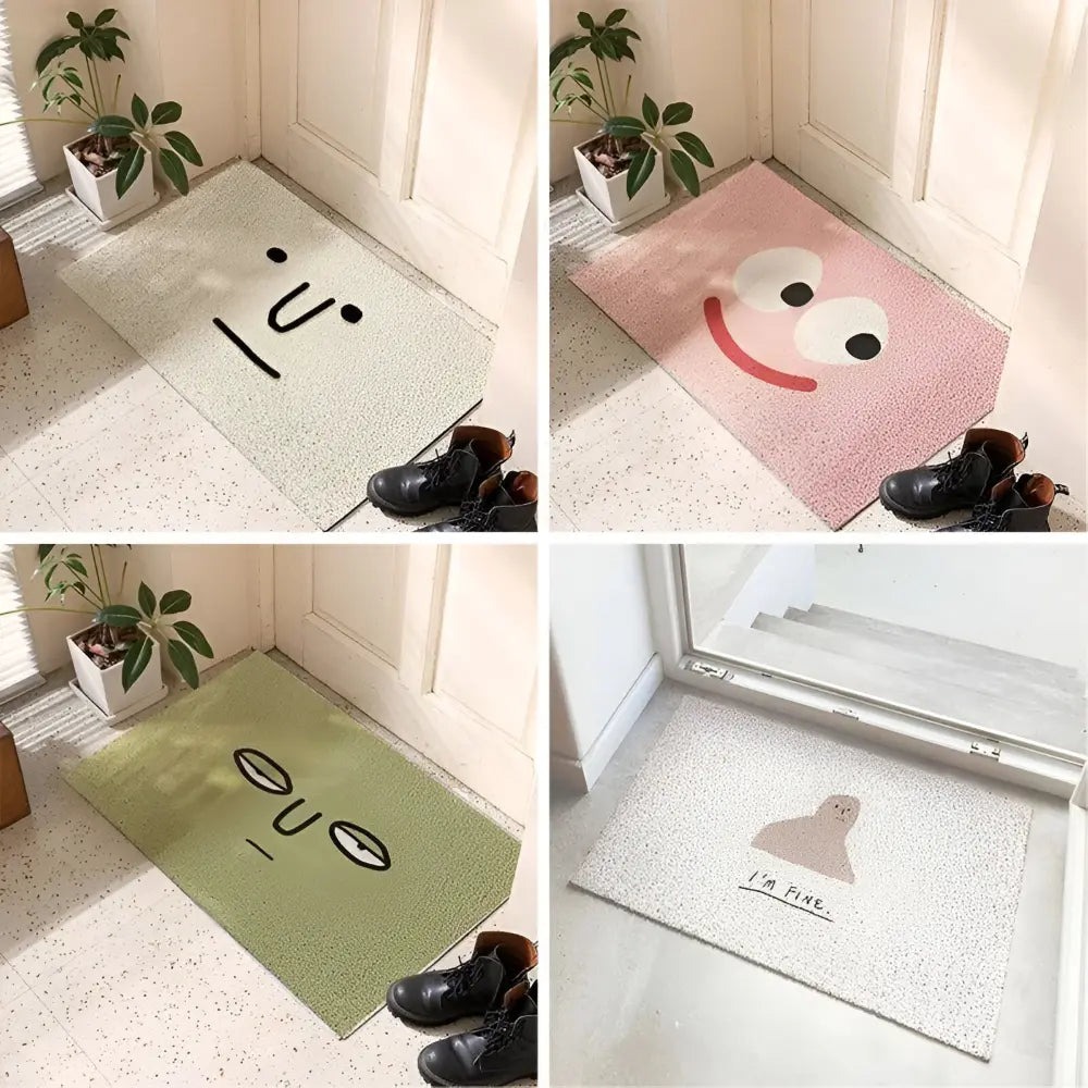 Deurmat met Smiley Opdruk 40×60 cm Antislip PVC Vloermat voor Entree Hal Voorportaal