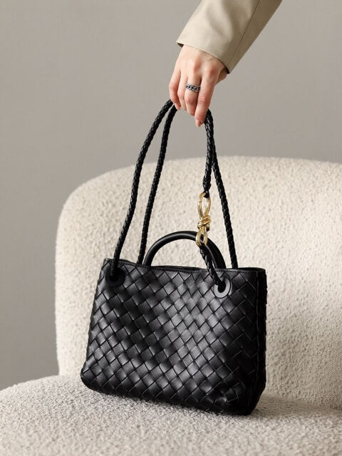 Kleine Schoudertas Gevlochten Leder Look Elegant Design