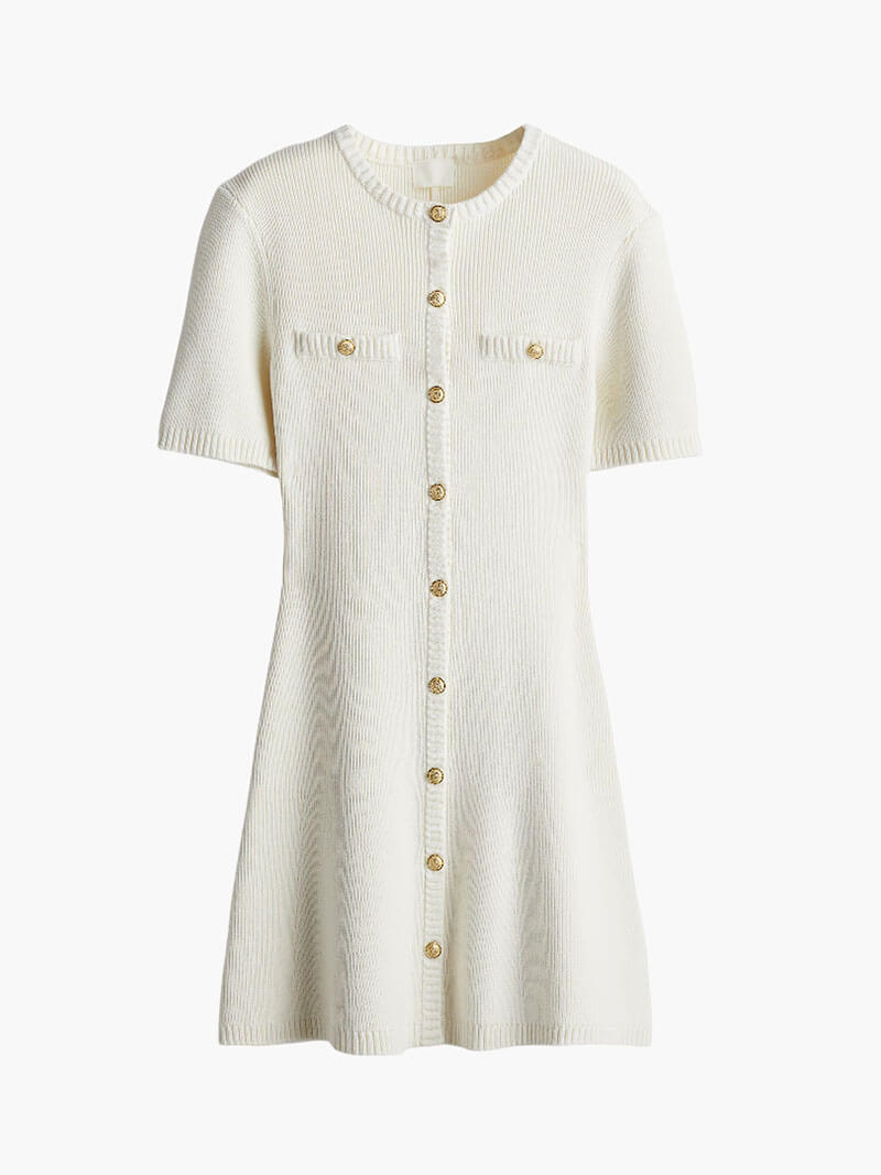 Kleine Gebreide Jurk met Gouden Knopen voor Vrouw