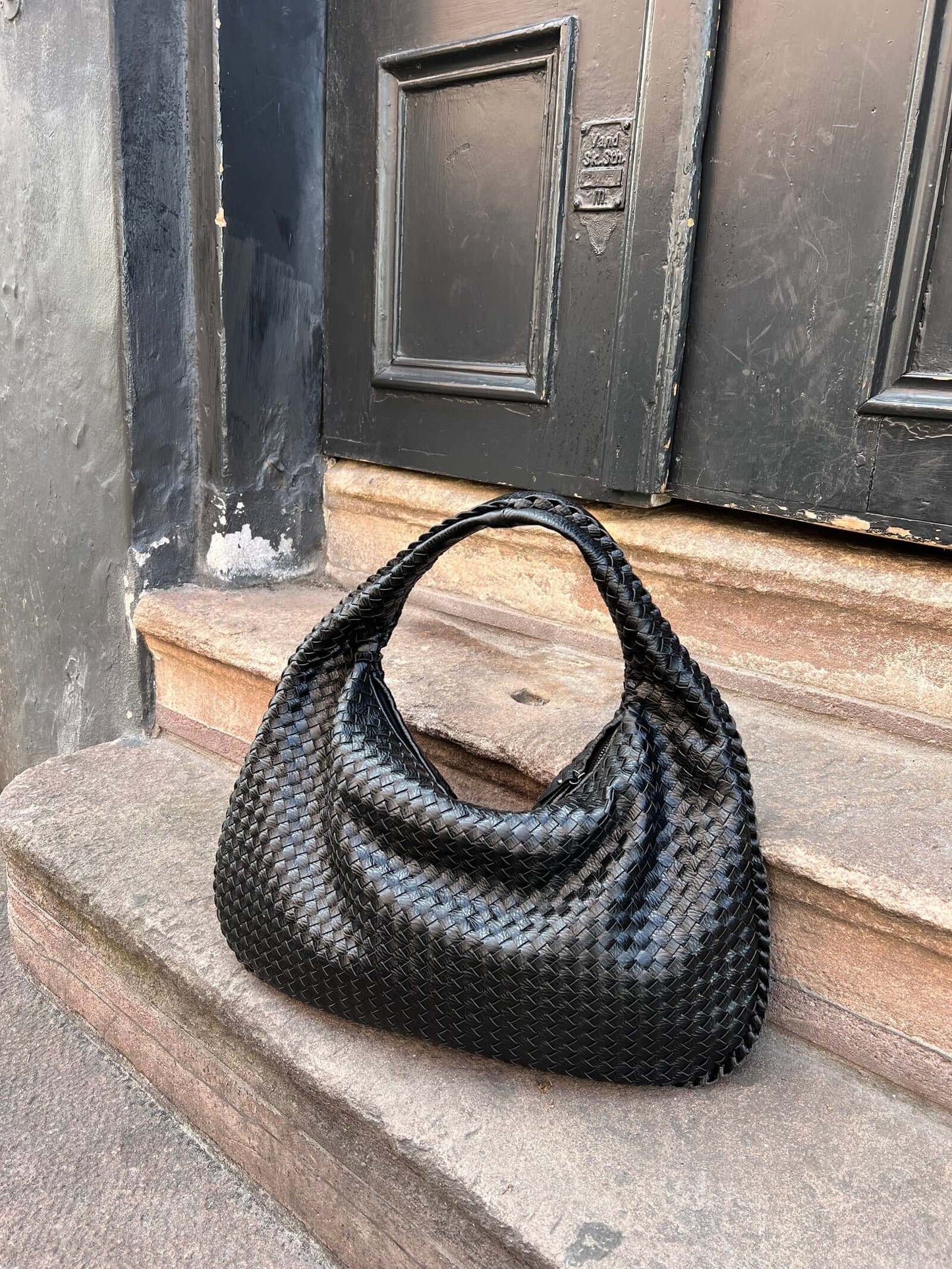 Grote Leer Tas Gevlochten Hobo Design
