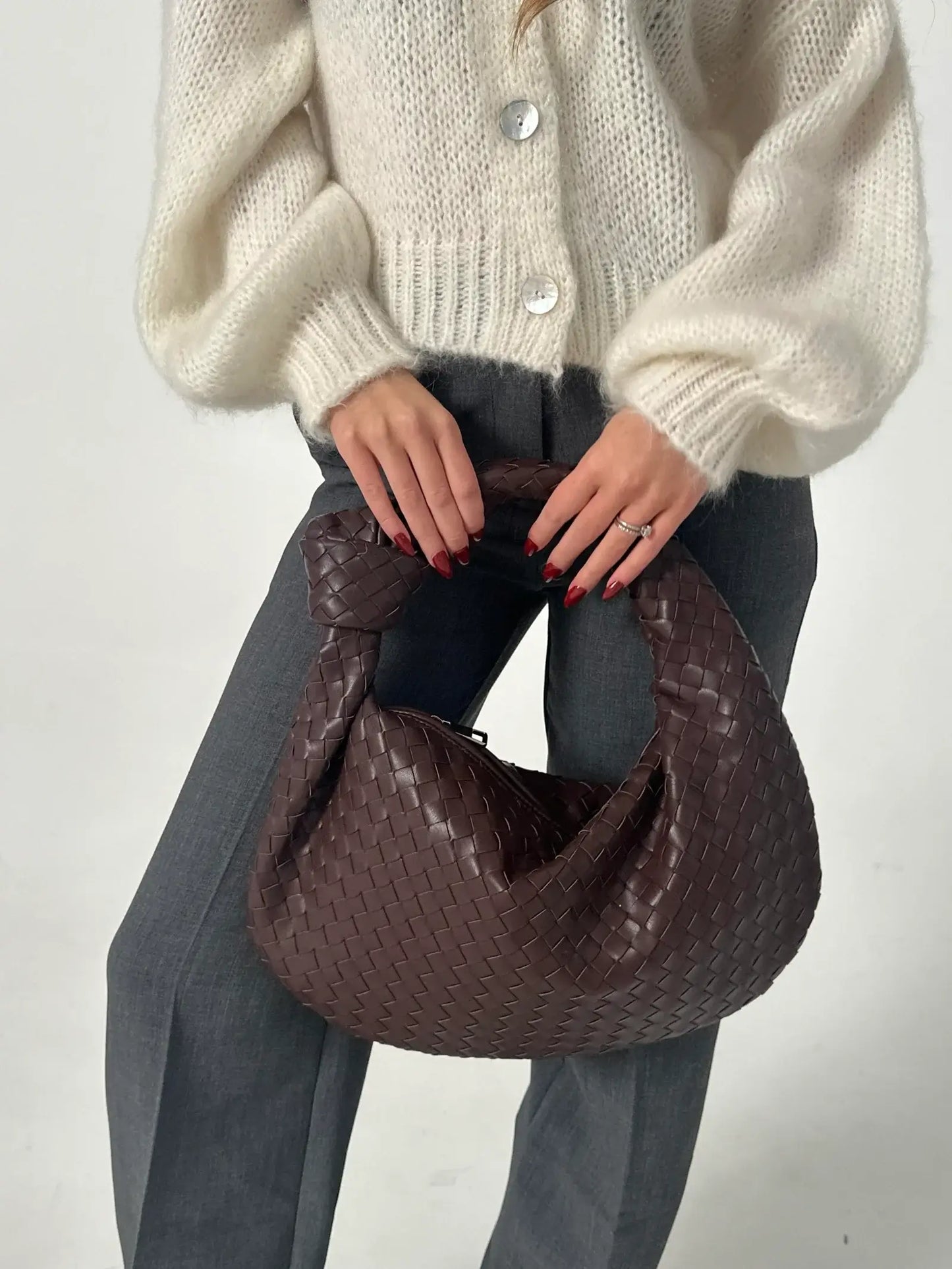 Schouder tas voor Dames Gevlochten Medium Formaat
