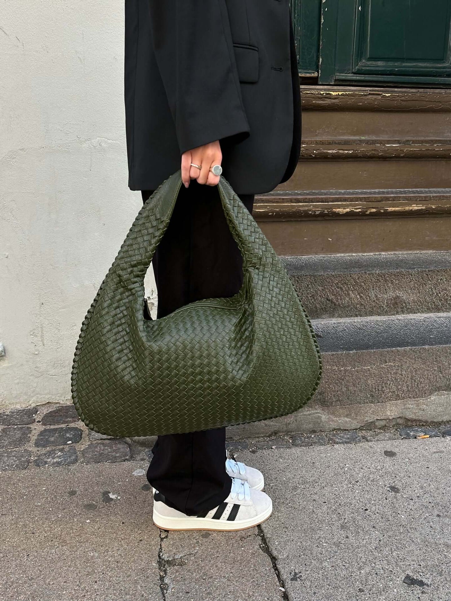 Grote Leer Tas Gevlochten Hobo Design