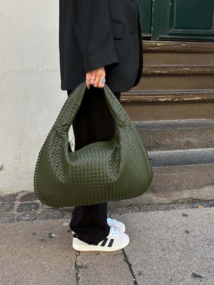 Grote Leer Tas Gevlochten Hobo Design