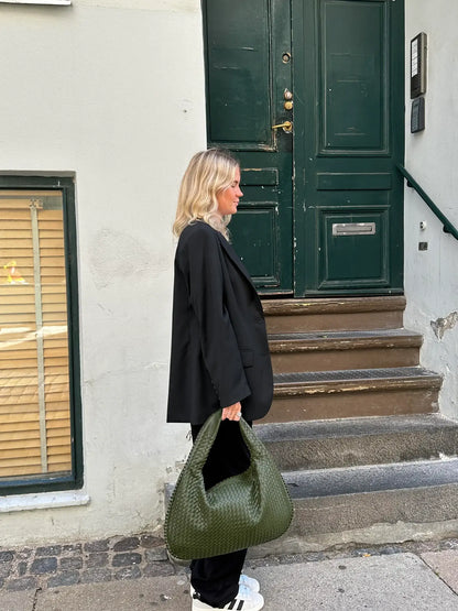 Grote Leer Tas Gevlochten Hobo Design