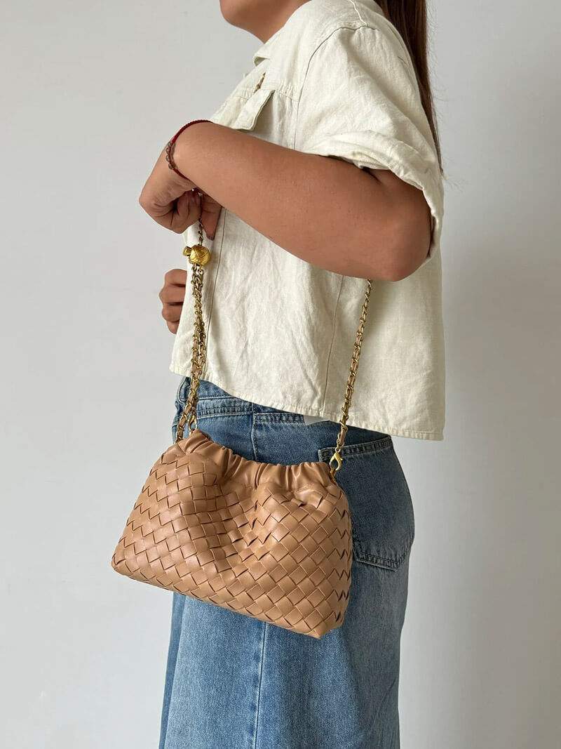 Dameshandtas Gouden Ketting Luxe Leer Design
