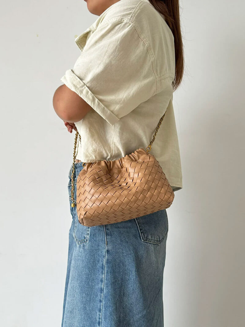 Dameshandtas Gouden Ketting Luxe Leer Design