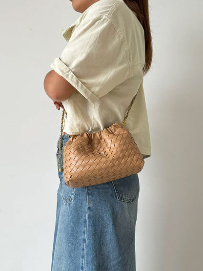 Dameshandtas Gouden Ketting Luxe Leer Design