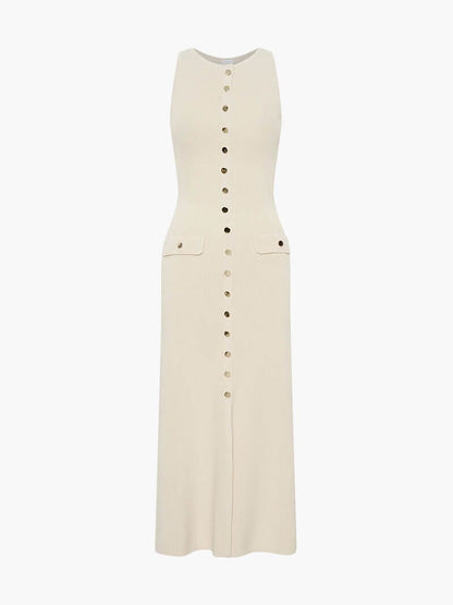Mouwloze Maxijurk voor Vrouw met Knoppen Elegante Zomerjurk