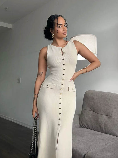 Dames maxi-jurk soepelvallend elegante pasvorm