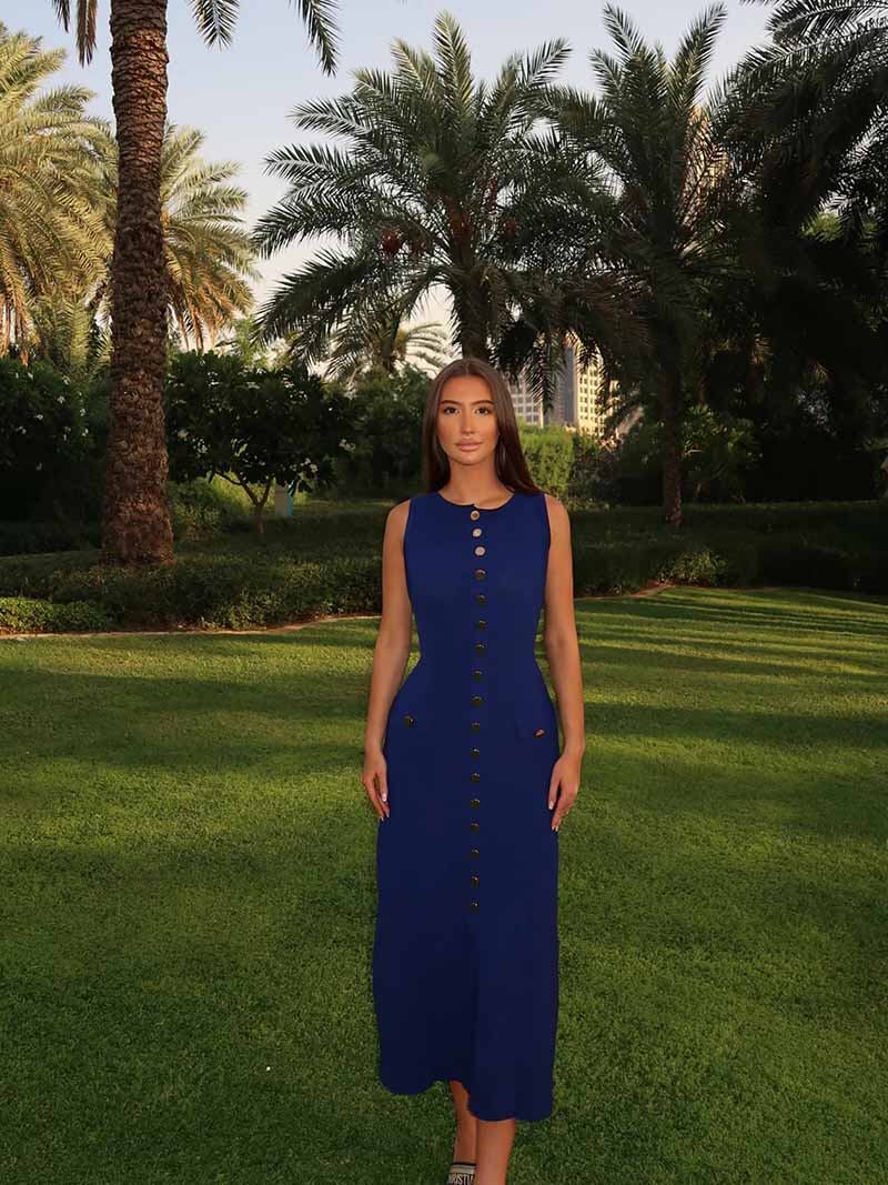 Dames maxi-jurk soepelvallend elegante pasvorm