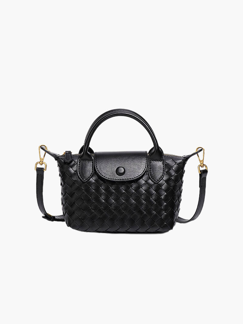 Kunstleer Tasje Gevlochten Look Mini Handtas - StudioMarella