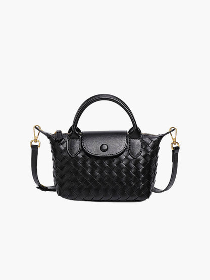 Kunstleer Tasje Gevlochten Look Mini Handtas - StudioMarella