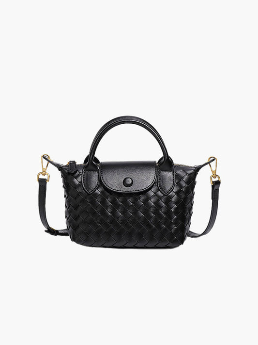 Kunstleer Tasje Gevlochten Look Mini Handtas - StudioMarella