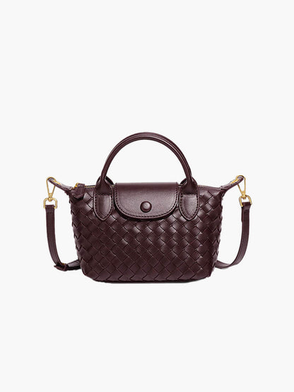 Kunstleer Tasje Gevlochten Look Mini Handtas