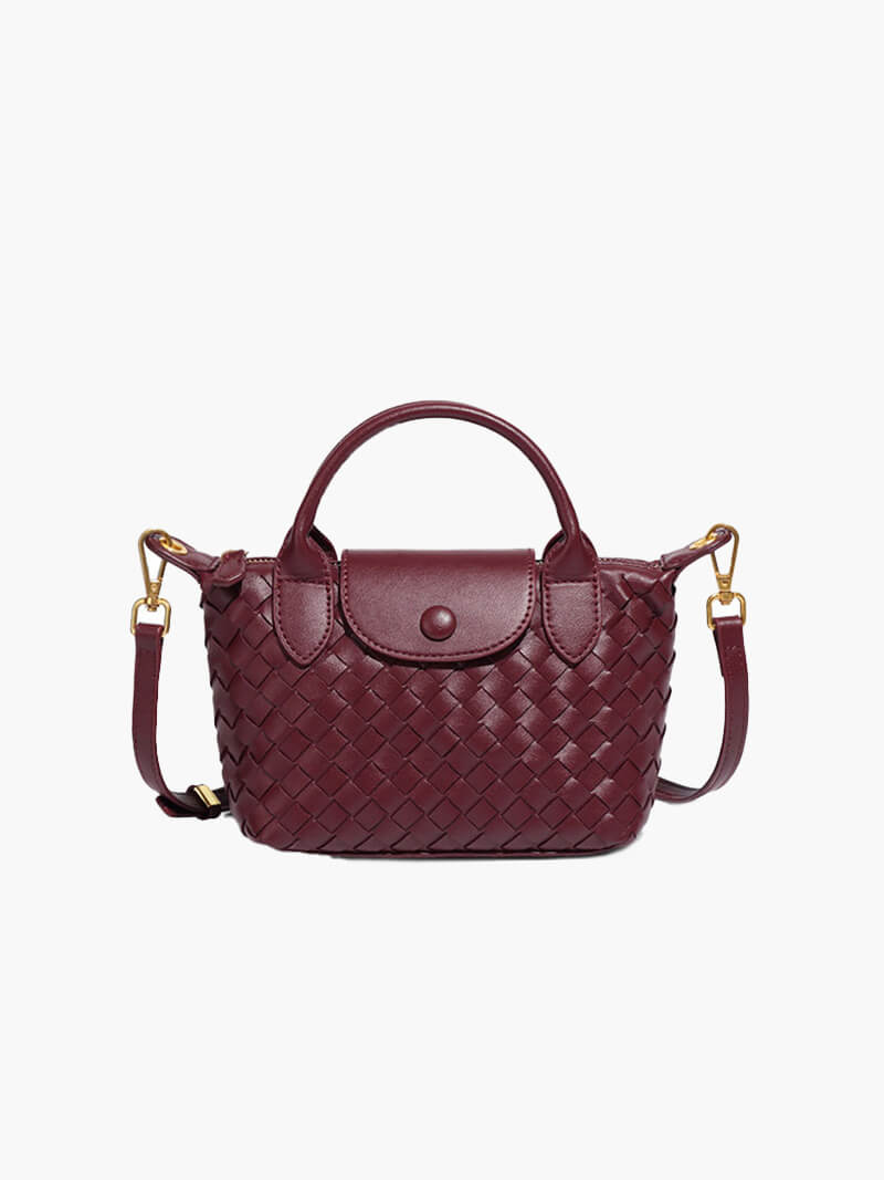 Kunstleer Tasje Gevlochten Look Mini Handtas