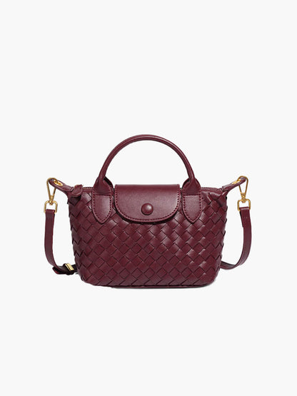 Kunstleer Tasje Gevlochten Look Mini Handtas
