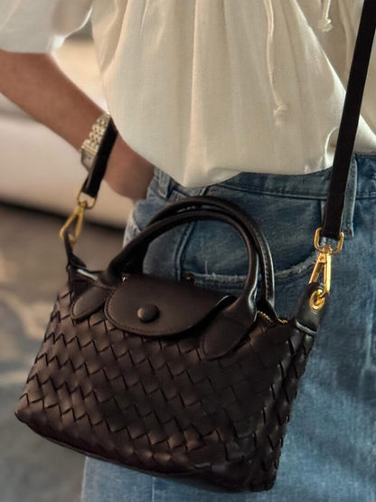 Kunstleer Tasje Gevlochten Look Mini Handtas