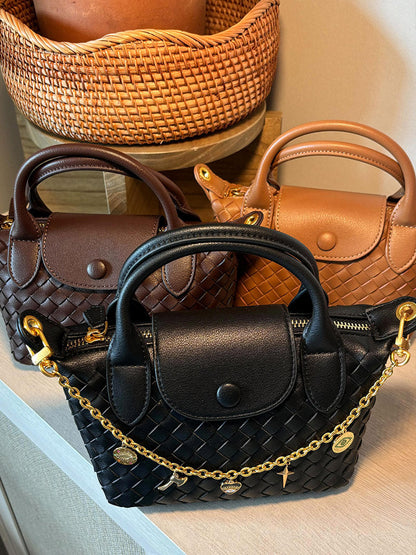 Kunstleer Tasje Gevlochten Look Mini Handtas