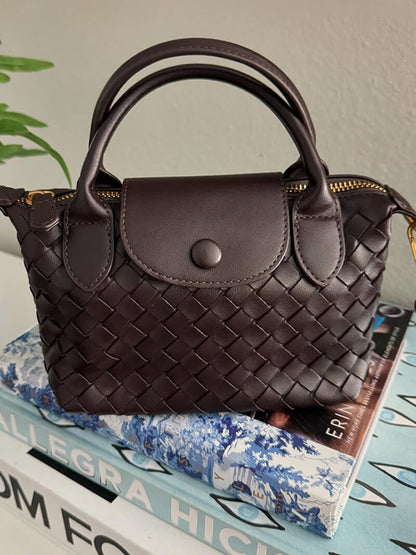Kunstleer Tasje Gevlochten Look Mini Handtas
