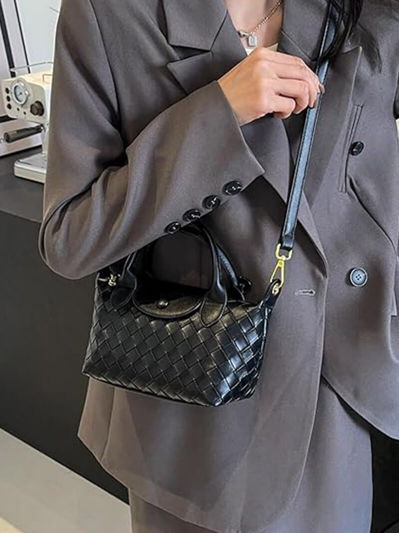 Kunstleer Tasje Gevlochten Look Mini Handtas
