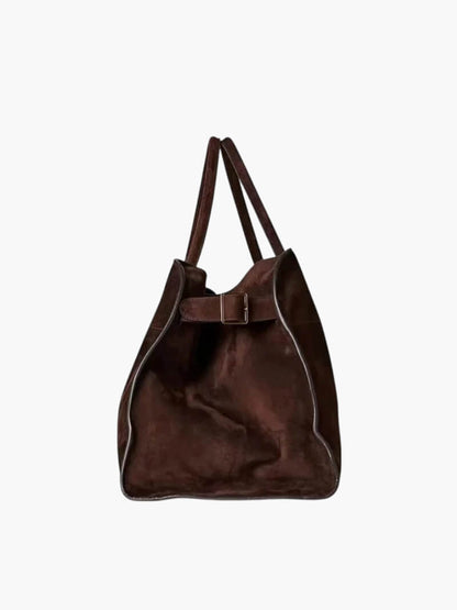 Bruine Suede Schouder tas van Leer