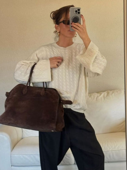 Bruine Suede Schouder tas van Leer