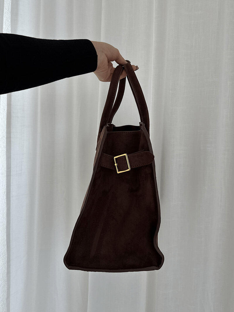 Bruine Suede Schouder tas van Leer