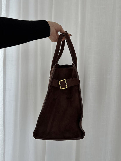 Bruine Suede Schouder tas van Leer