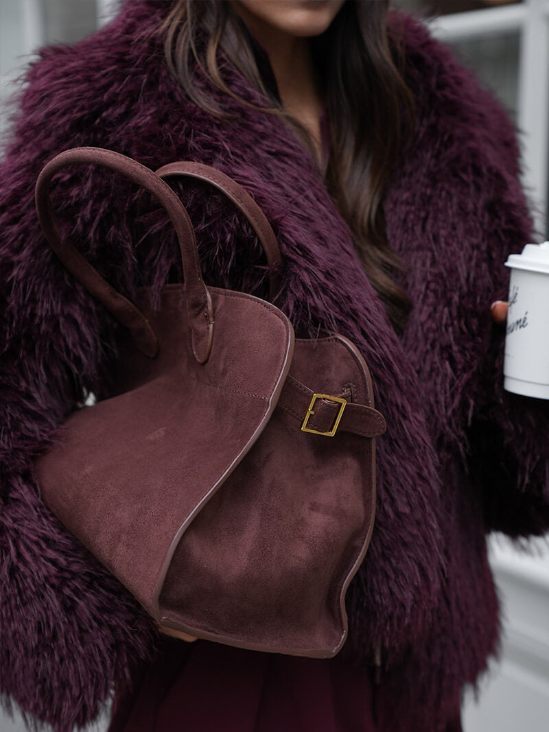 Bruine Suede Schouder tas van Leer
