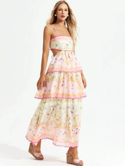 Bloemen Maxidress Vrouwelijk met Rugkant-Detail