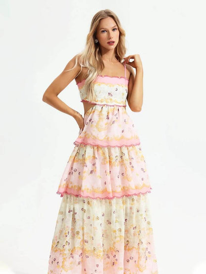 Bloemen Maxidress Vrouwelijk met Rugkant-Detail