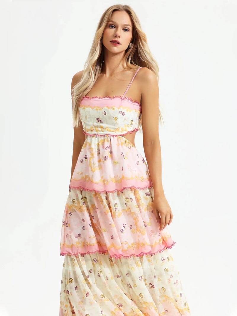 Bloemen Maxidress Vrouwelijk met Rugkant-Detail