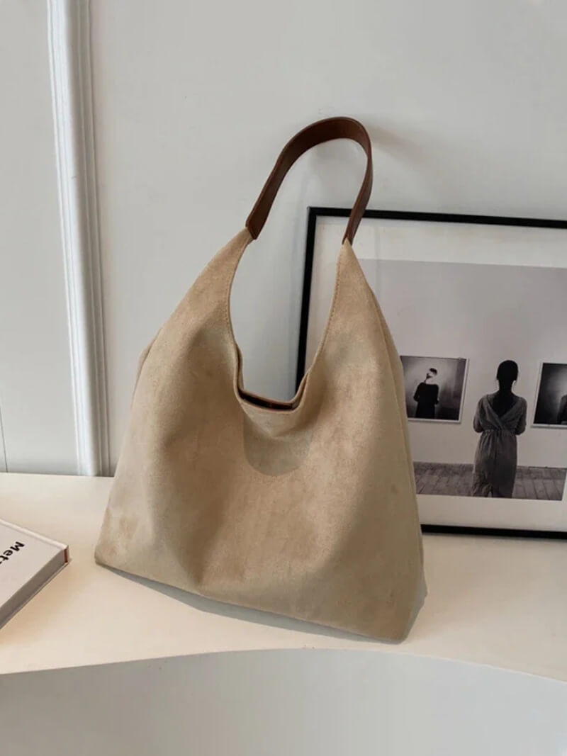 Suède Schoudertas Elegante Minimalistisch Stijl