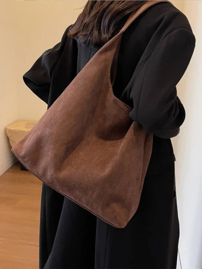 Suède Schoudertas Elegante Minimalistisch Stijl