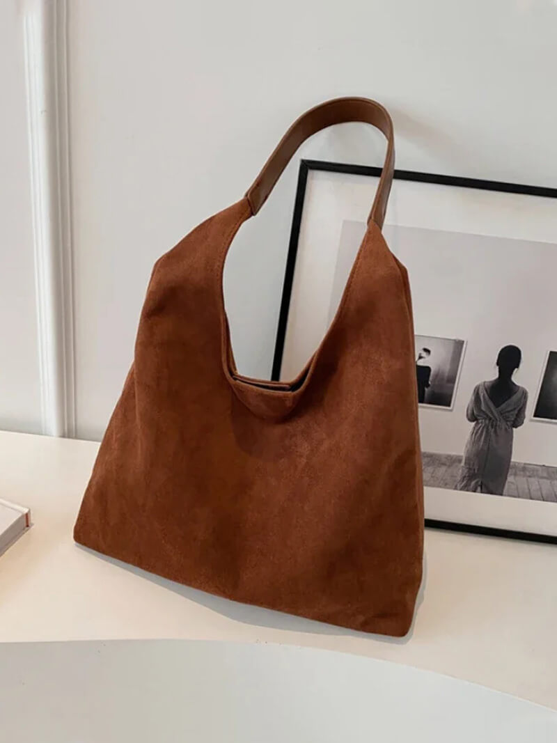 Suède Schoudertas Elegante Minimalistisch Stijl