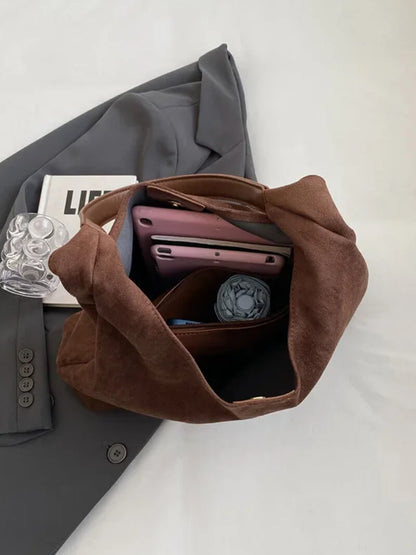 Suède Schoudertas Elegante Minimalistisch Stijl