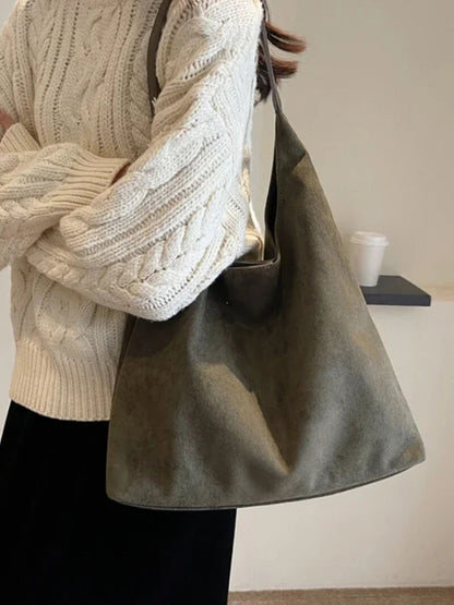 Suède Schoudertas Elegante Minimalistisch Stijl