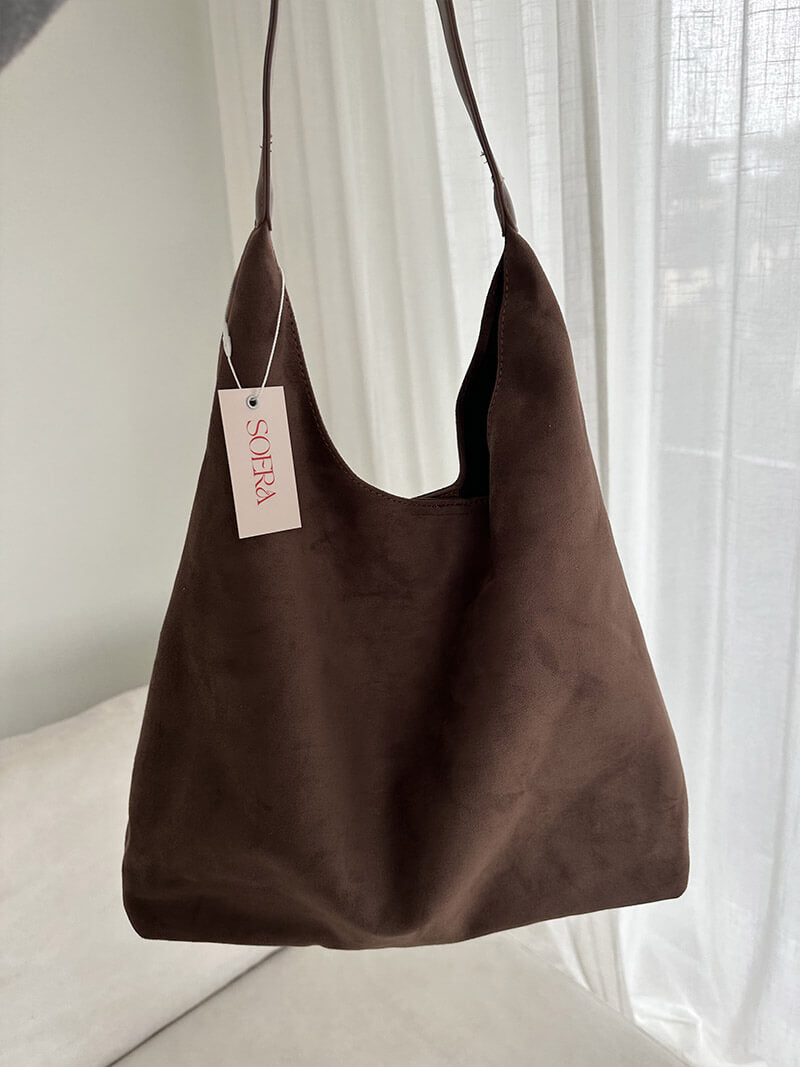 Suède Schoudertas Elegante Minimalistisch Stijl