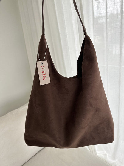 Suède Schoudertas Elegante Minimalistisch Stijl
