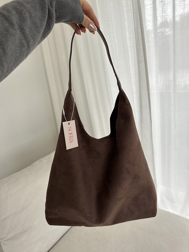 Suède Schoudertas Elegante Minimalistisch Stijl