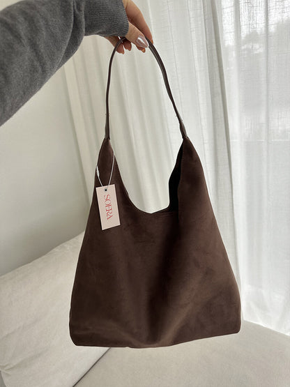 Suède Schoudertas Elegante Minimalistisch Stijl