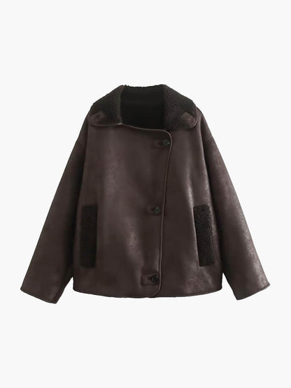 Fleece Jack met Kunstleer en Stijlvol Design Warm en Comfortabel - StudioMarella