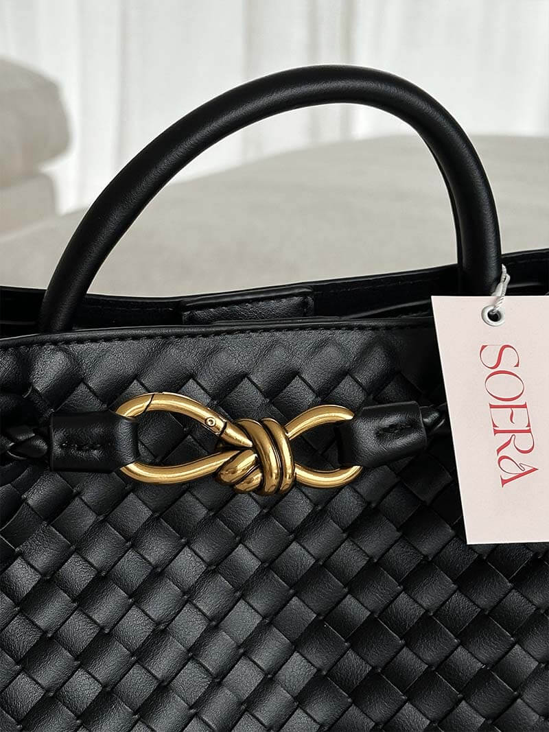 Dames Handtas Gevlochten Leder Look Elegance