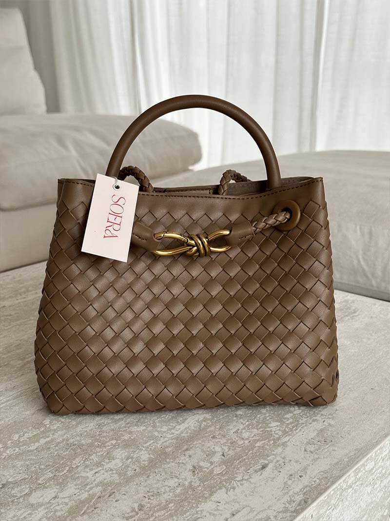 Dames Handtas Gevlochten Leder Look Elegance